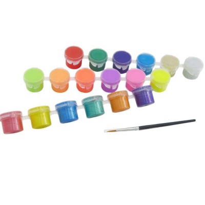 The Best Crafts 18 Colors Acrylic Paint Pots Set with Brush, Assorted Neon, Glitter, and Pearl Colors Strip Painting Set